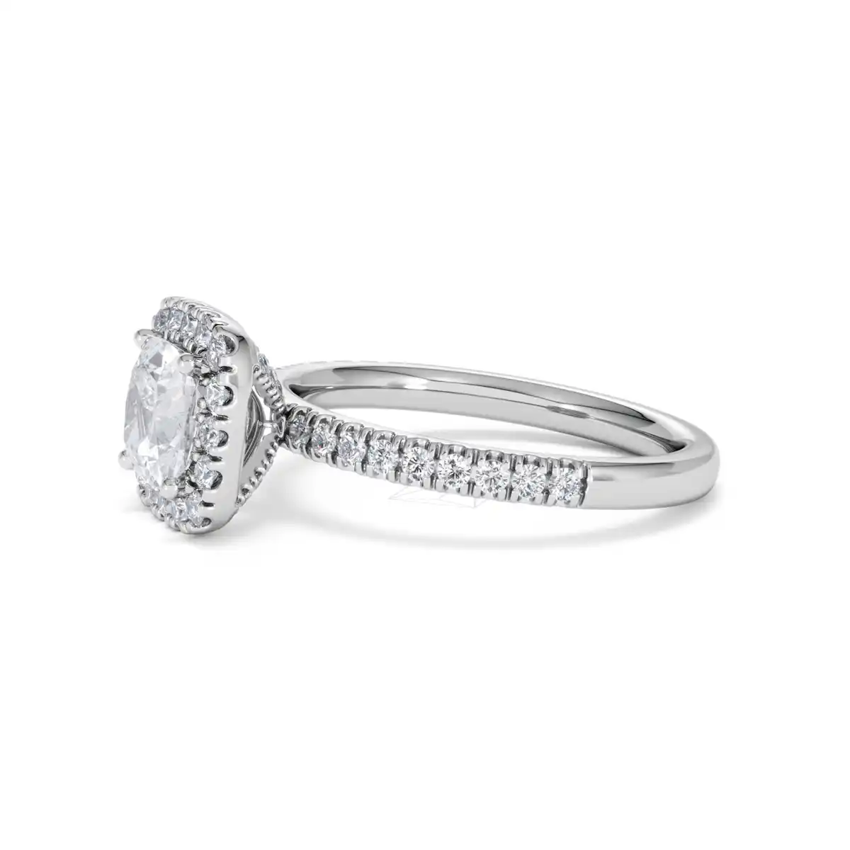 Beatrice Lab Diamond Halo Engagement Ring 18K White Gold 1.65ct F/VS1