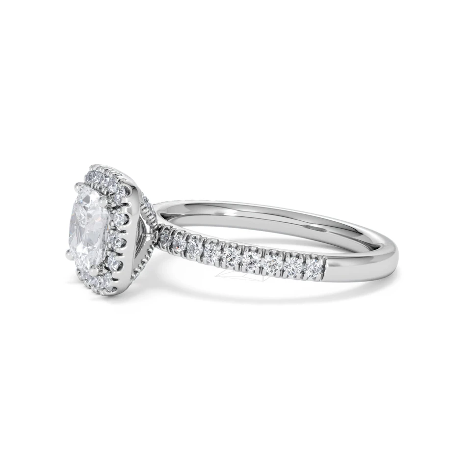 Beatrice Lab Diamond Halo Engagement Ring in Platinum 1.65ct F/VS1