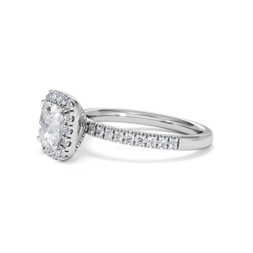 Beatrice Lab Diamond Halo Engagement Ring in Platinum 1.65ct F/VS1