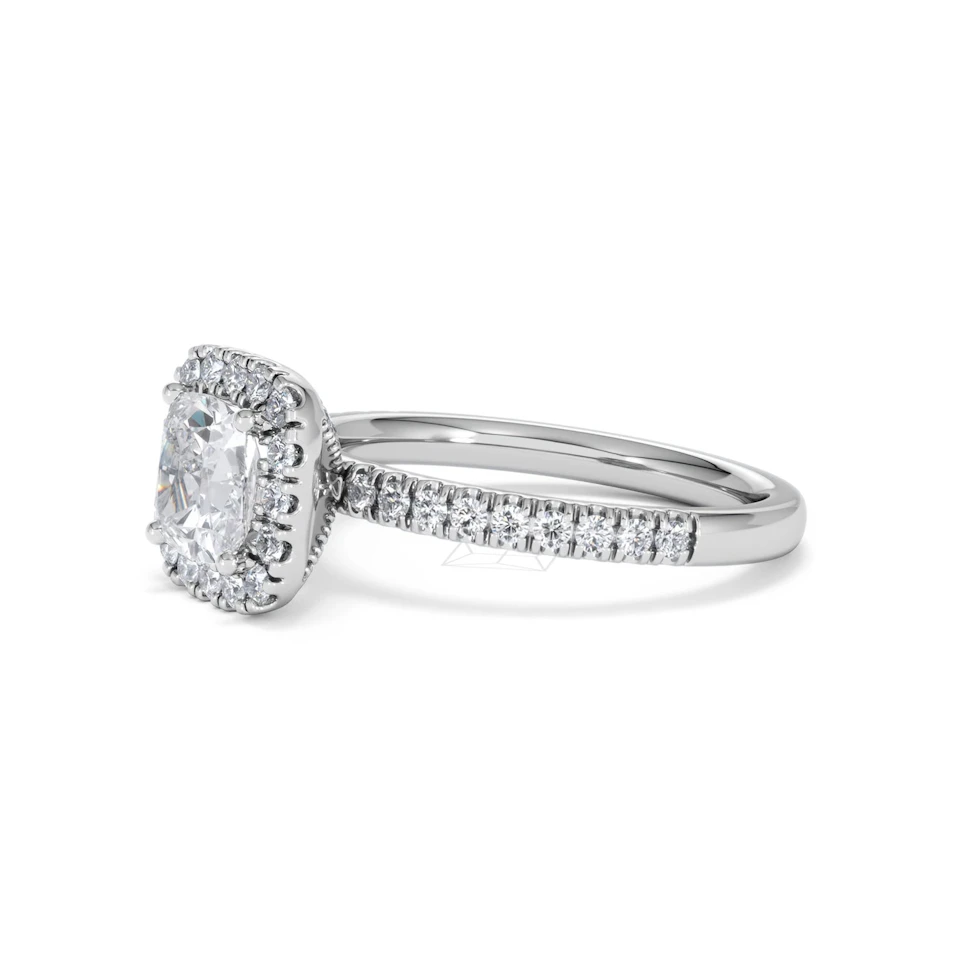 Beatrice GIA Diamond Halo Engagement Ring in Platinum 1.65ct G/VS2