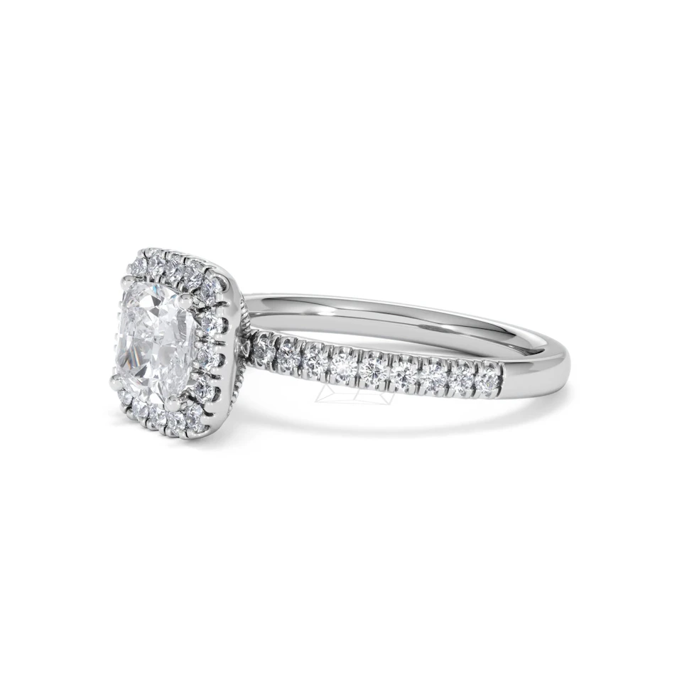 Beatrice Lab Diamond Halo Engagement Ring in Platinum 1.65ct F/VS1