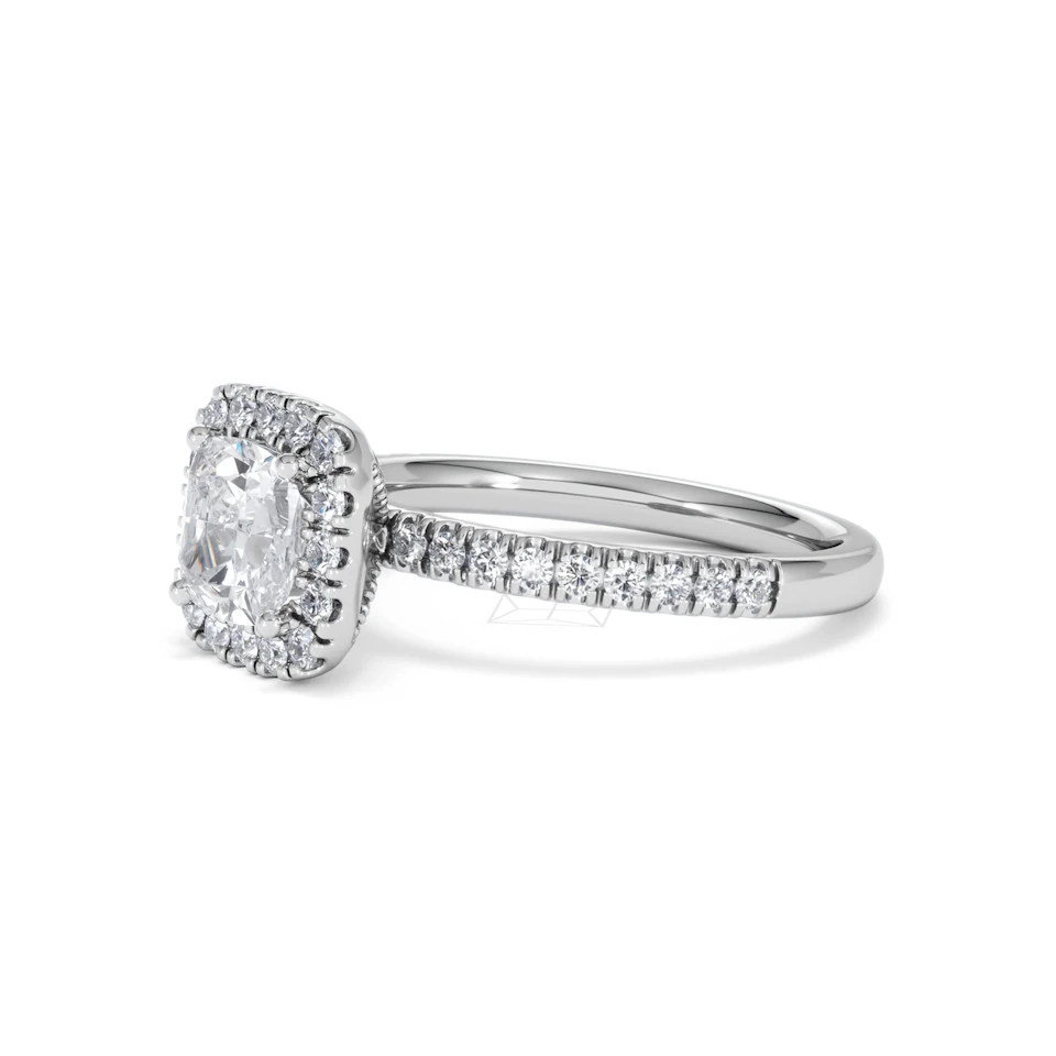 Beatrice GIA Diamond Halo Engagement Ring in Platinum 1.65ct G/VS2