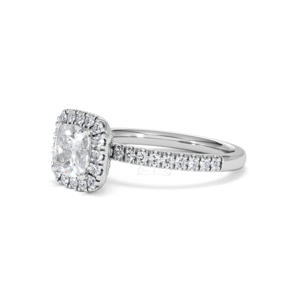 Beatrice Lab Diamond Halo Engagement Ring in Platinum 1.65ct F/VS1