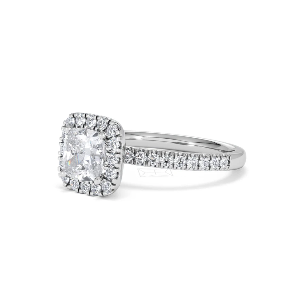 Beatrice Lab Diamond Halo Engagement Ring in Platinum 1.65ct F/VS1