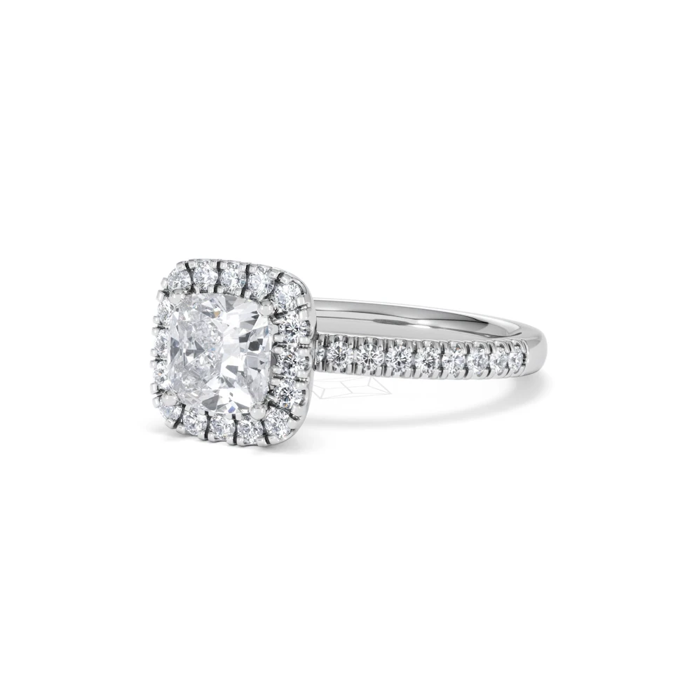 Beatrice Lab Diamond Halo Engagement Ring in Platinum 1.65ct F/VS1