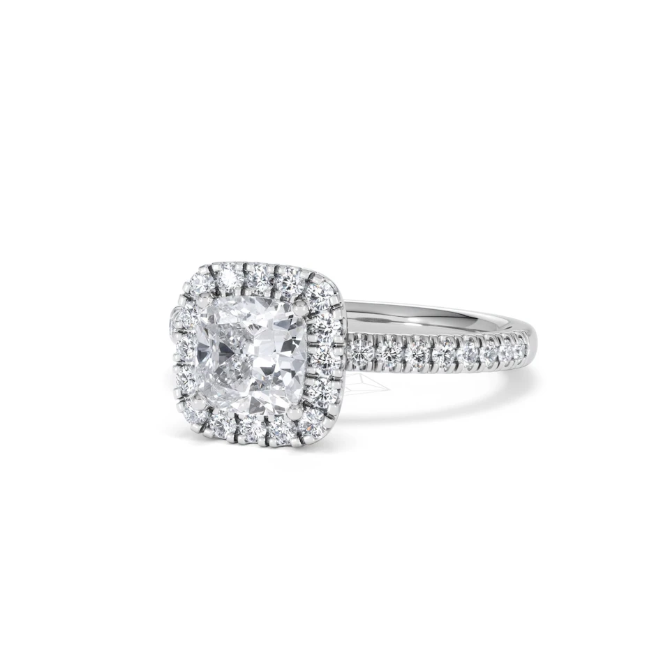 Beatrice GIA Diamond Halo Engagement Ring in Platinum 1.65ct G/VS2
