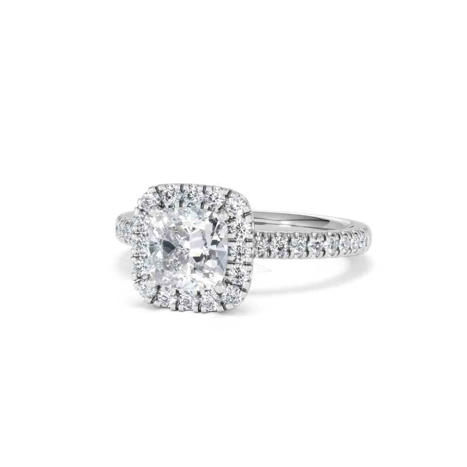 Beatrice Lab Diamond Halo Engagement Ring in Platinum 1.65ct F/VS1