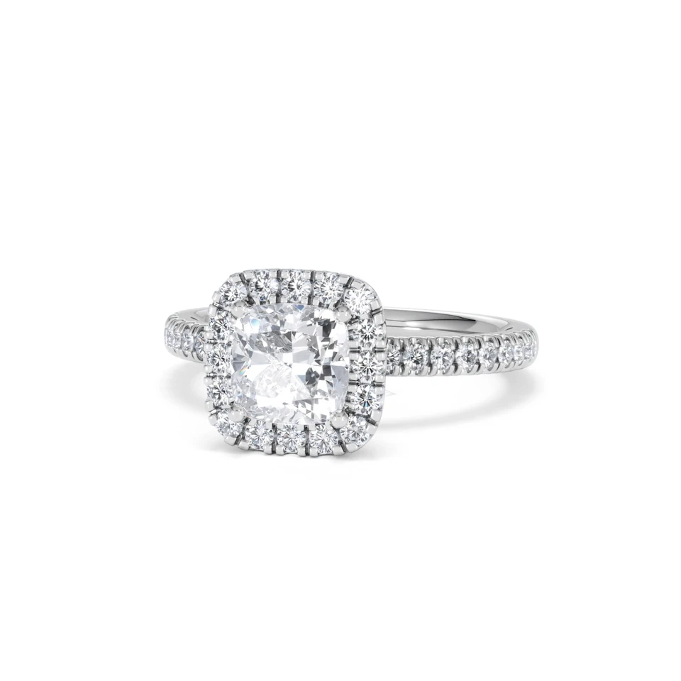 Beatrice Lab Diamond Halo Engagement Ring in Platinum 1.65ct F/VS1