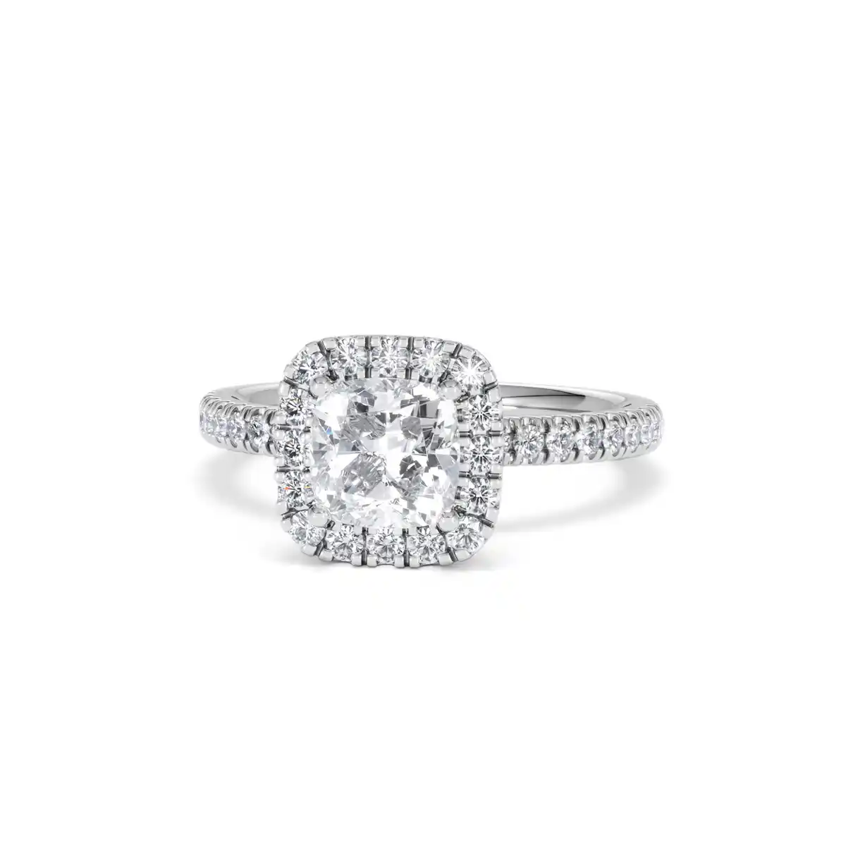 Beatrice Lab Diamond Halo Engagement Ring 18K White Gold 1.65ct F/VS1