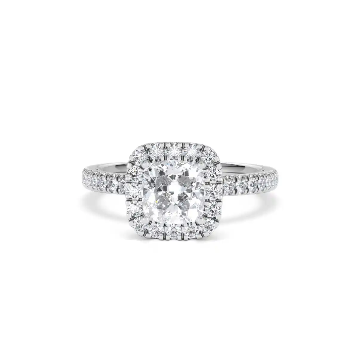 Beatrice Lab Diamond Halo Engagement Ring 18K White Gold 1.65ct F/VS1