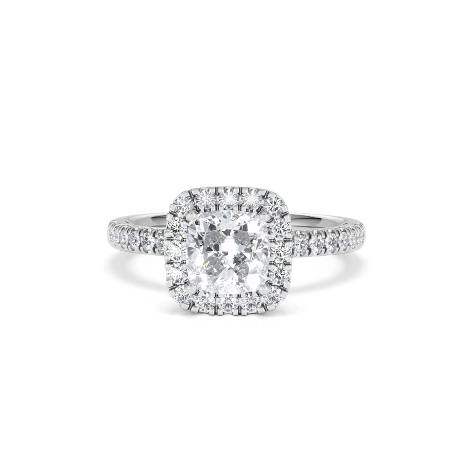 Beatrice GIA Diamond Halo Engagement Ring in Platinum 1.65ct G/VS2