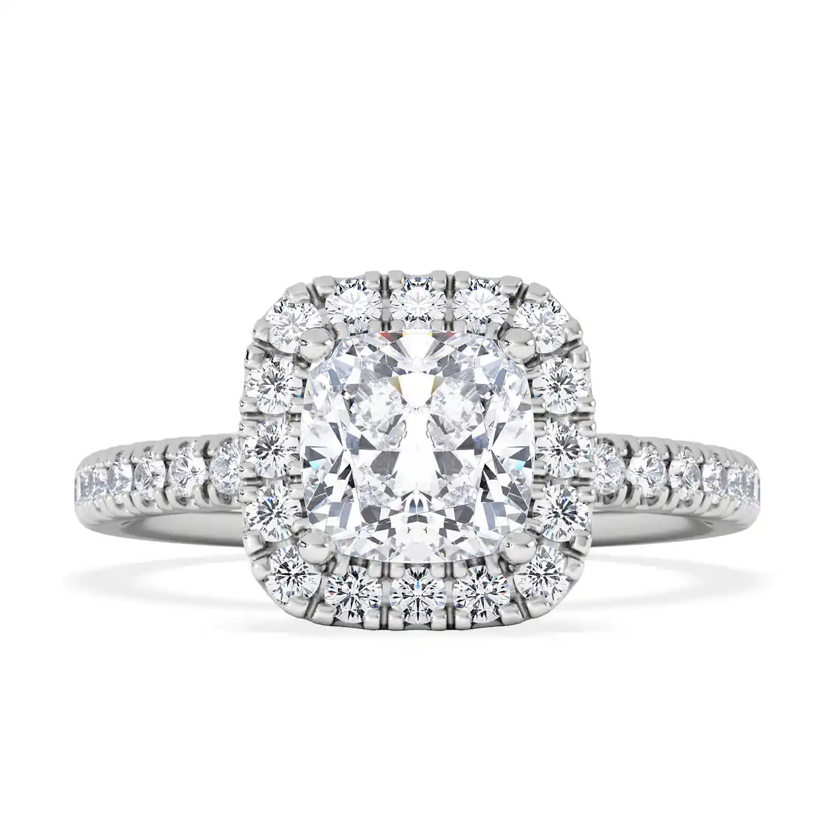 Beatrice Lab Diamond Halo Engagement Ring 18K White Gold 1.65ct F/VS1