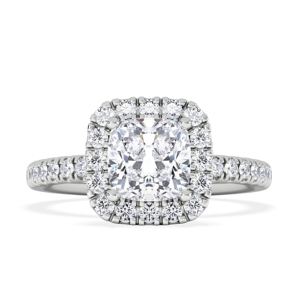 Beatrice Lab Diamond Halo Engagement Ring in Platinum 1.65ct F/VS1