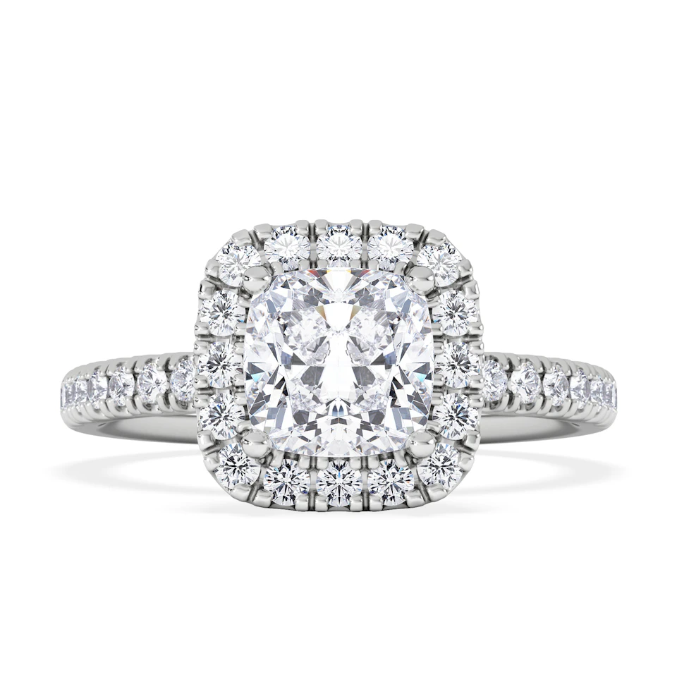 Beatrice GIA Diamond Halo Engagement Ring in Platinum 1.65ct G/VS2