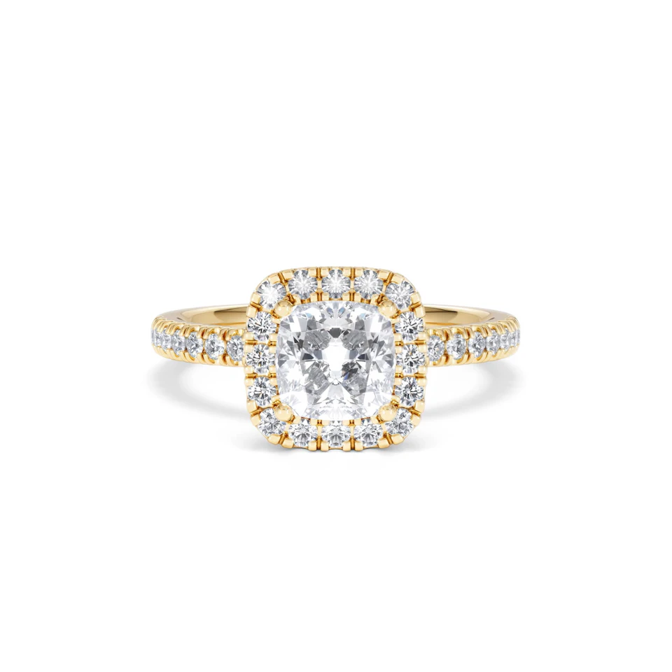 Beatrice GIA Diamond Halo Engagement Ring in 18K Gold 1.65ct G/SI2
