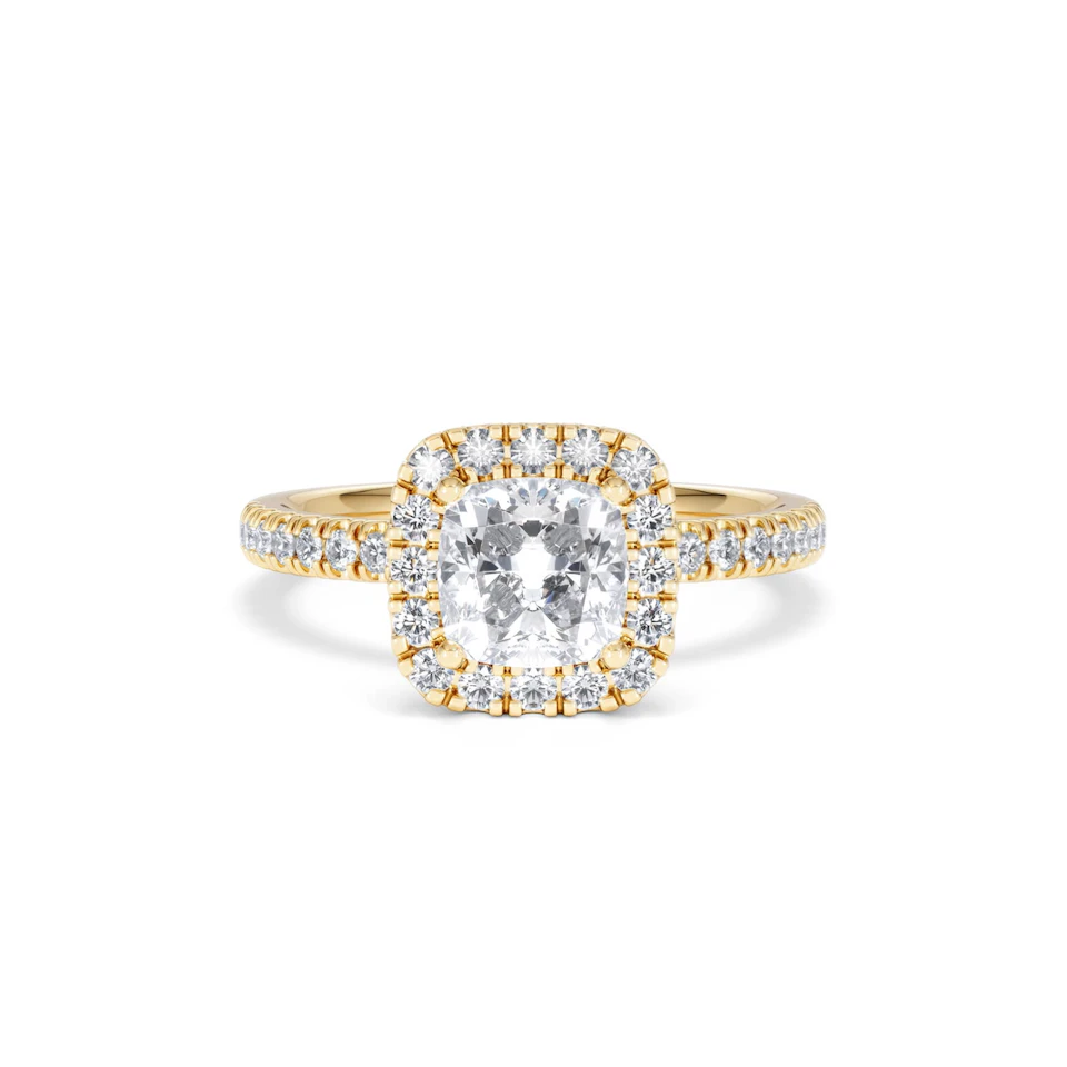 Beatrice Lab Diamond Halo Engagement Ring in 18K Gold 1.65ct F/VS1