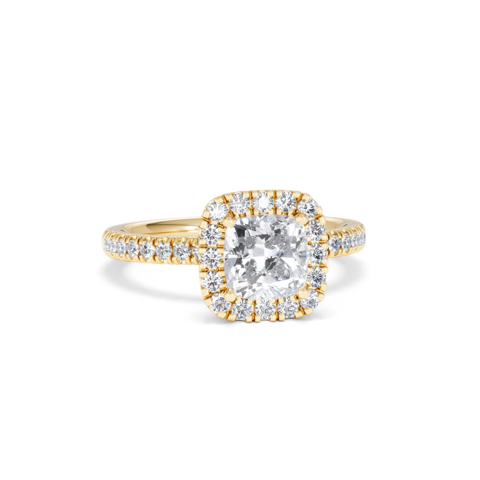 Beatrice GIA Diamond Halo Engagement Ring in 18K Gold 1.65ct G/SI2