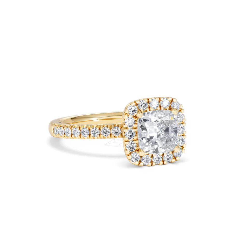 Beatrice GIA Diamond Halo Engagement Ring in 18K Gold 1.65ct G/SI2