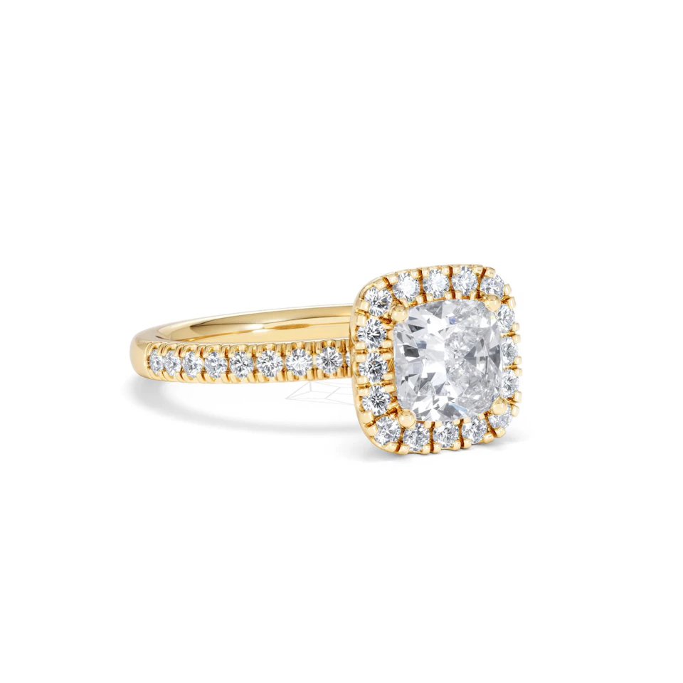 Beatrice GIA Diamond Halo Engagement Ring in 18K Gold 1.65ct G/SI2