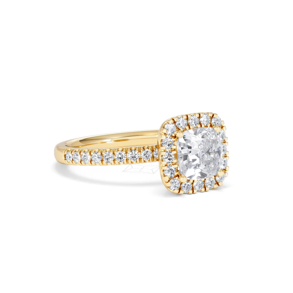 Beatrice GIA Diamond Halo Engagement Ring in 18K Gold 1.65ct G/SI2