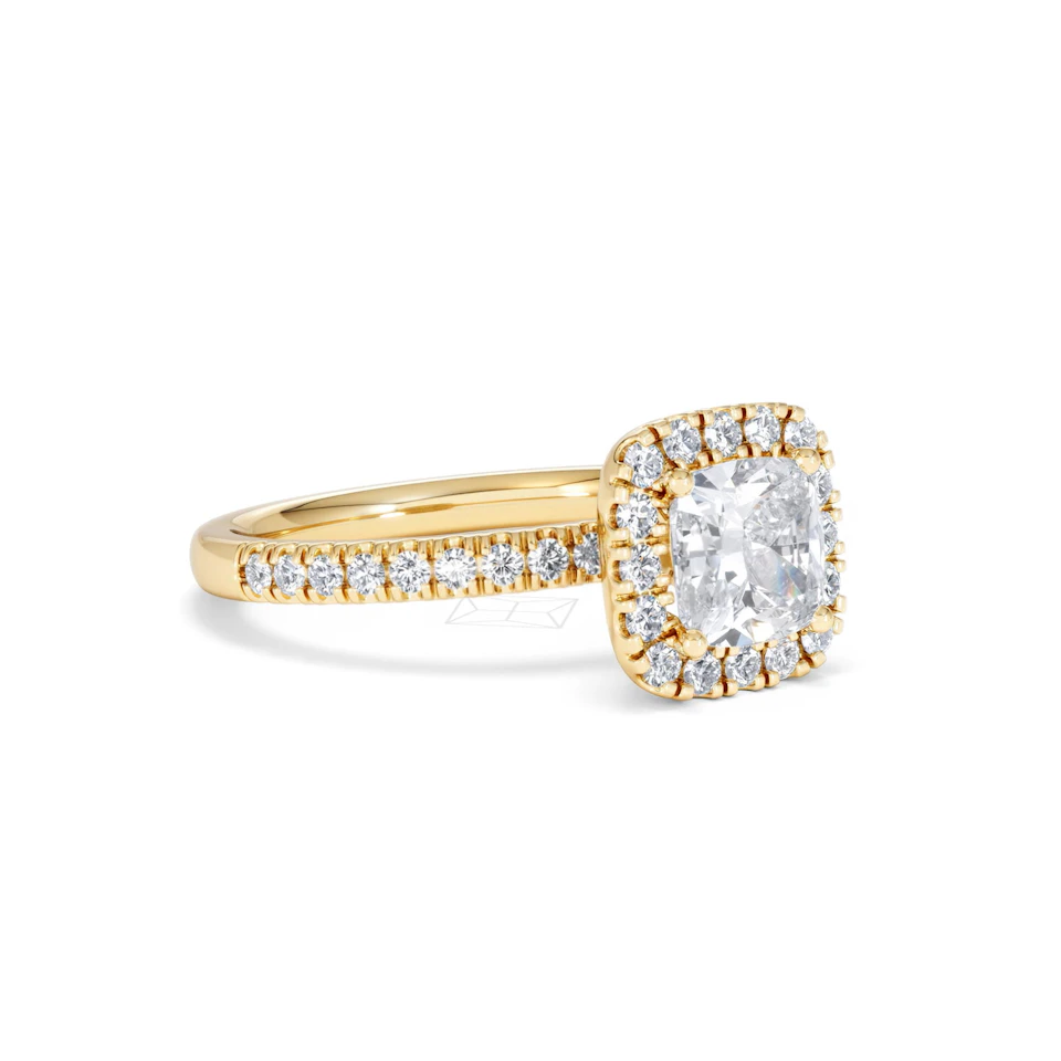 Beatrice GIA Diamond Halo Engagement Ring in 18K Gold 1.65ct G/SI2