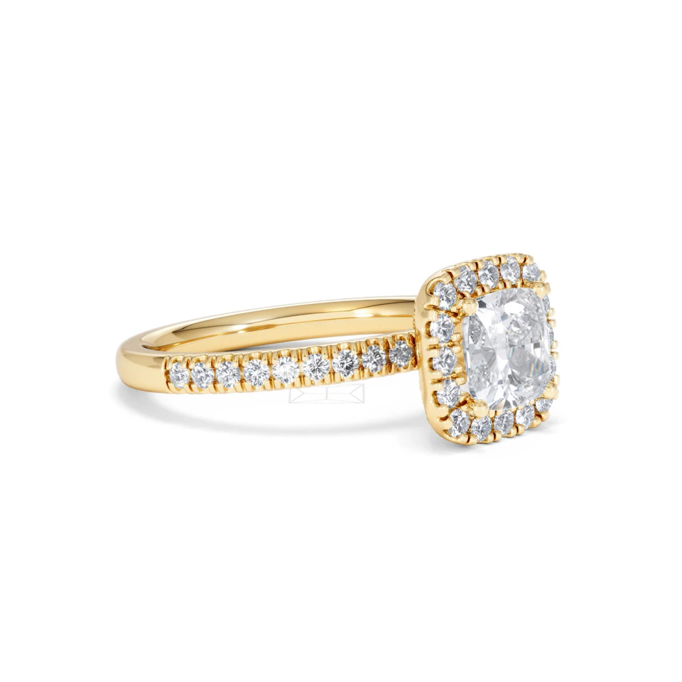 Beatrice GIA Diamond Halo Engagement Ring in 18K Gold 1.65ct G/SI2