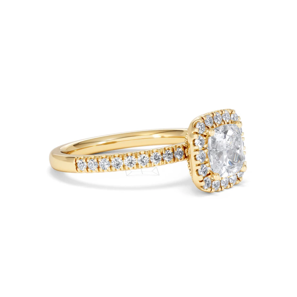 Beatrice GIA Diamond Halo Engagement Ring in 18K Gold 1.65ct G/SI2