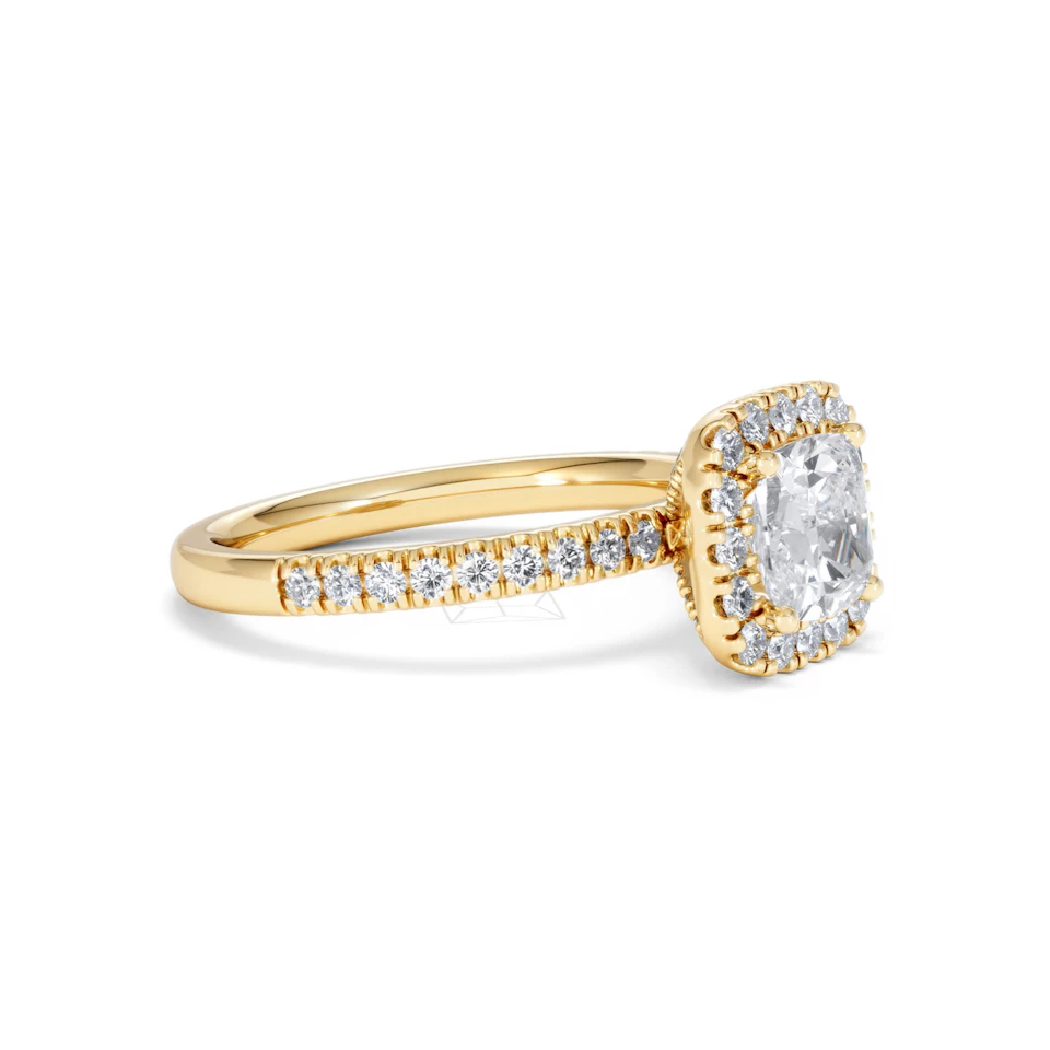 Beatrice GIA Diamond Halo Engagement Ring in 18K Gold 1.65ct G/SI2