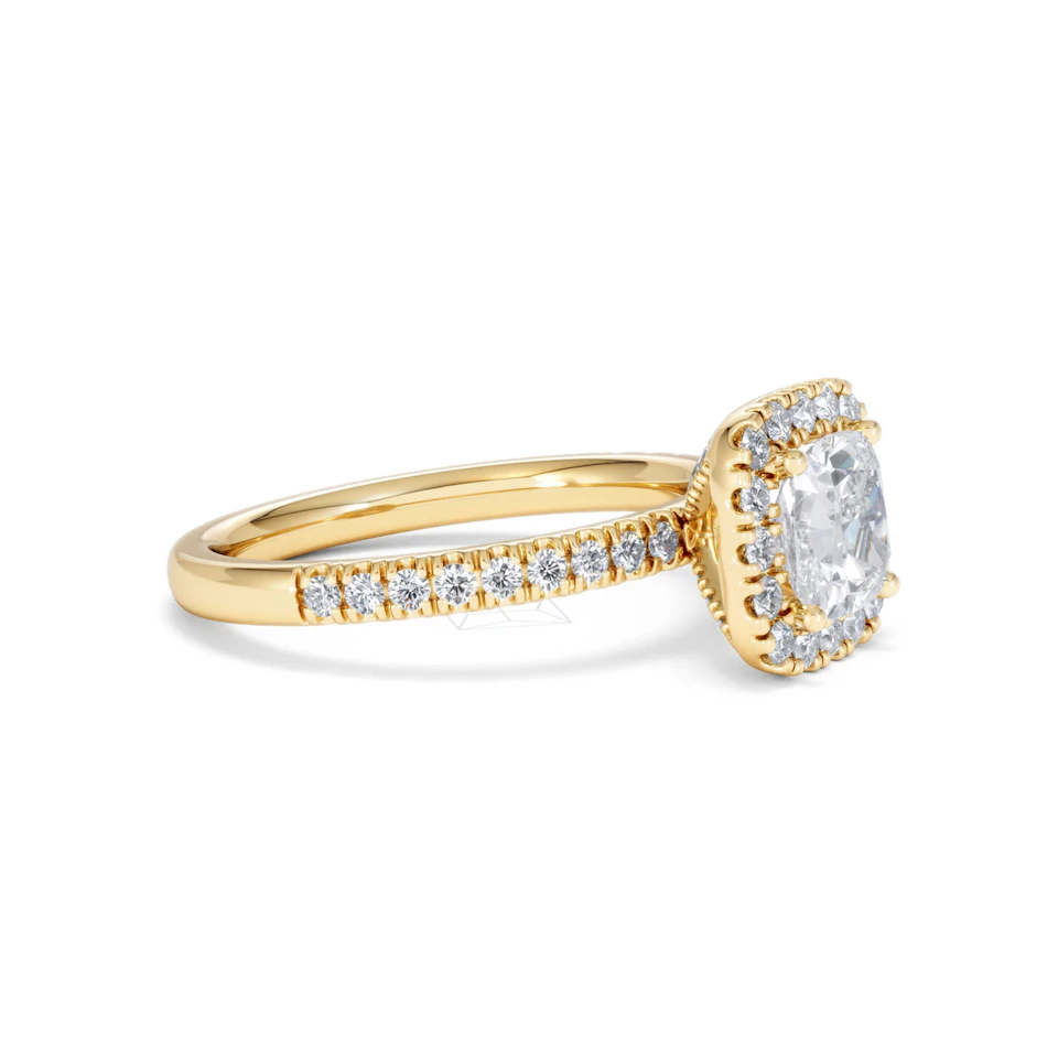 Beatrice GIA Diamond Halo Engagement Ring in 18K Gold 1.65ct G/SI2