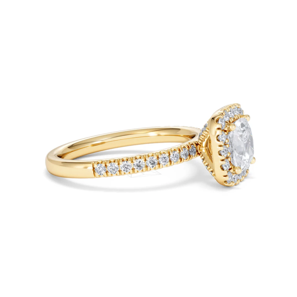 Beatrice GIA Diamond Halo Engagement Ring in 18K Gold 1.65ct G/SI2