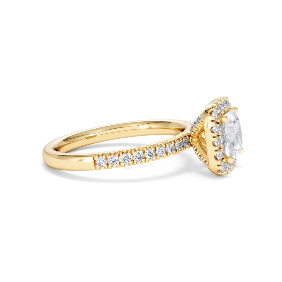 Beatrice GIA Diamond Halo Engagement Ring in 18K Gold 1.65ct G/SI2