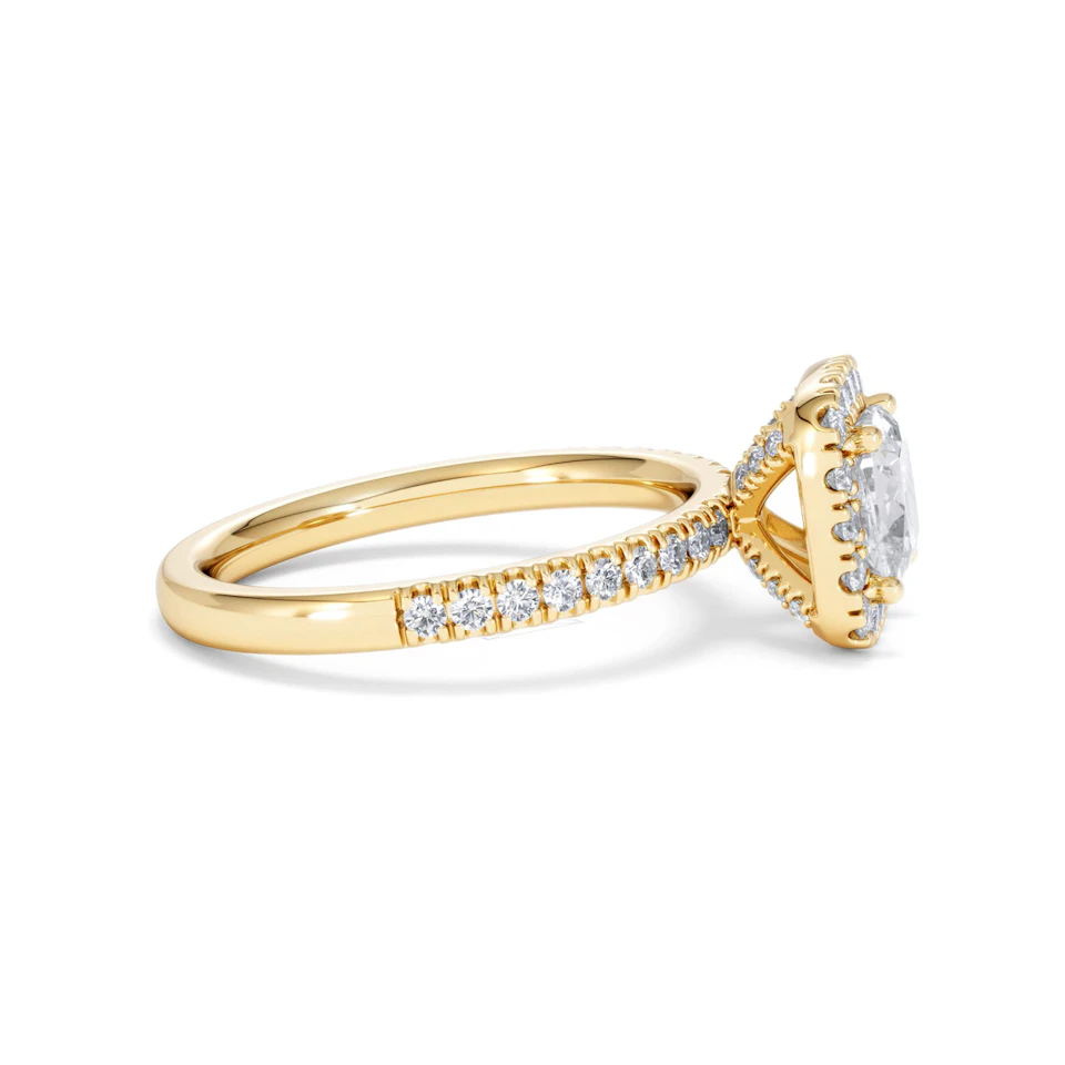 Beatrice GIA Diamond Halo Engagement Ring in 18K Gold 1.65ct G/SI2