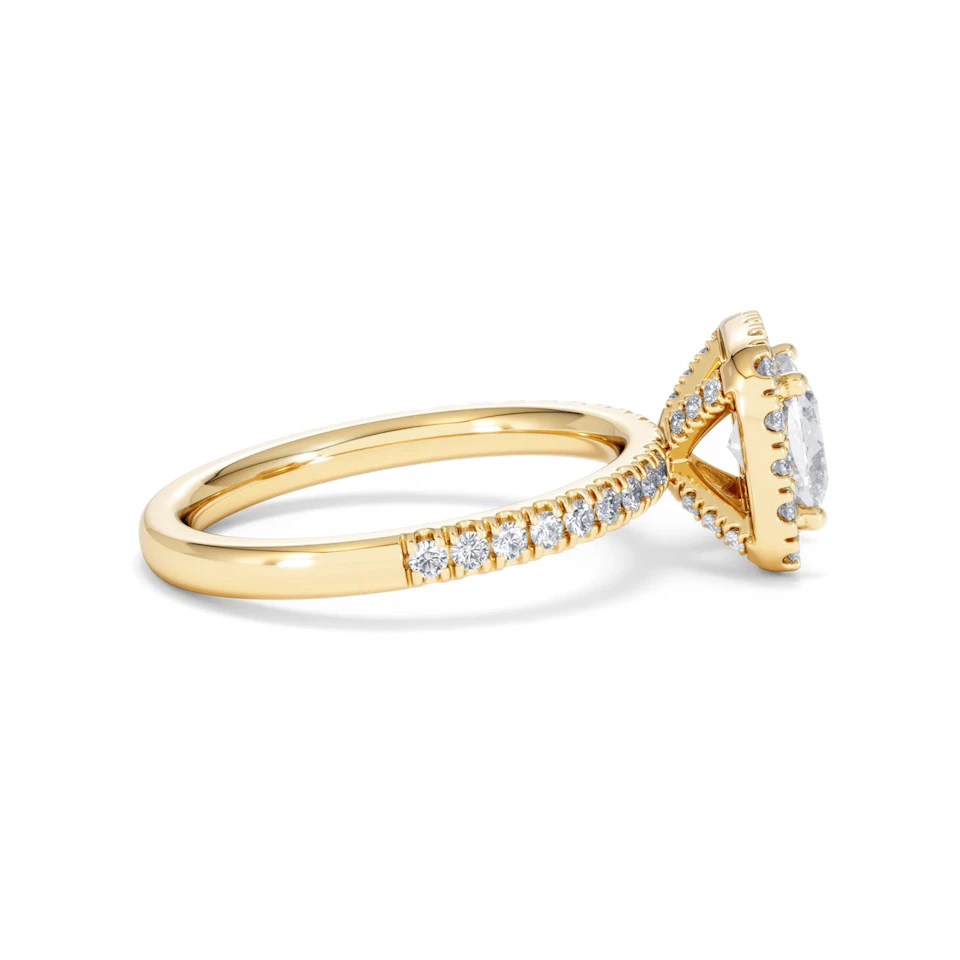 Beatrice GIA Diamond Halo Engagement Ring in 18K Gold 1.65ct G/SI2