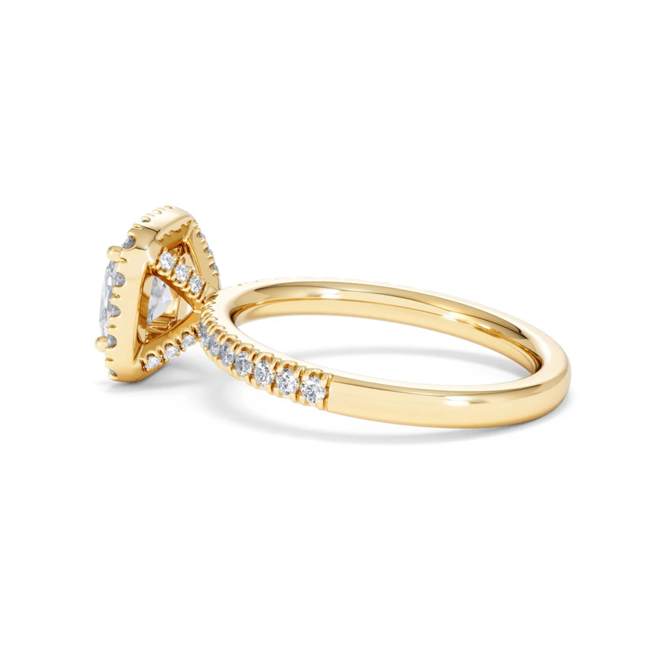 Beatrice GIA Diamond Halo Engagement Ring in 18K Gold 1.65ct G/SI2