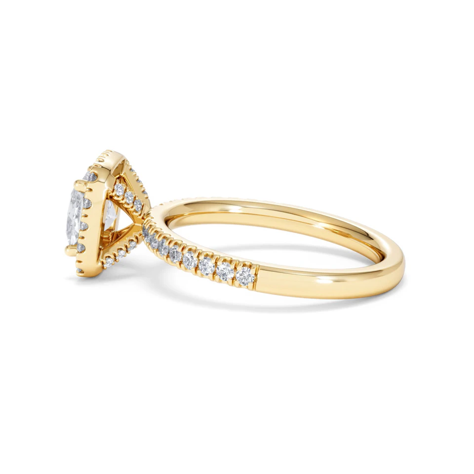 Beatrice GIA Diamond Halo Engagement Ring in 18K Gold 1.65ct G/SI2