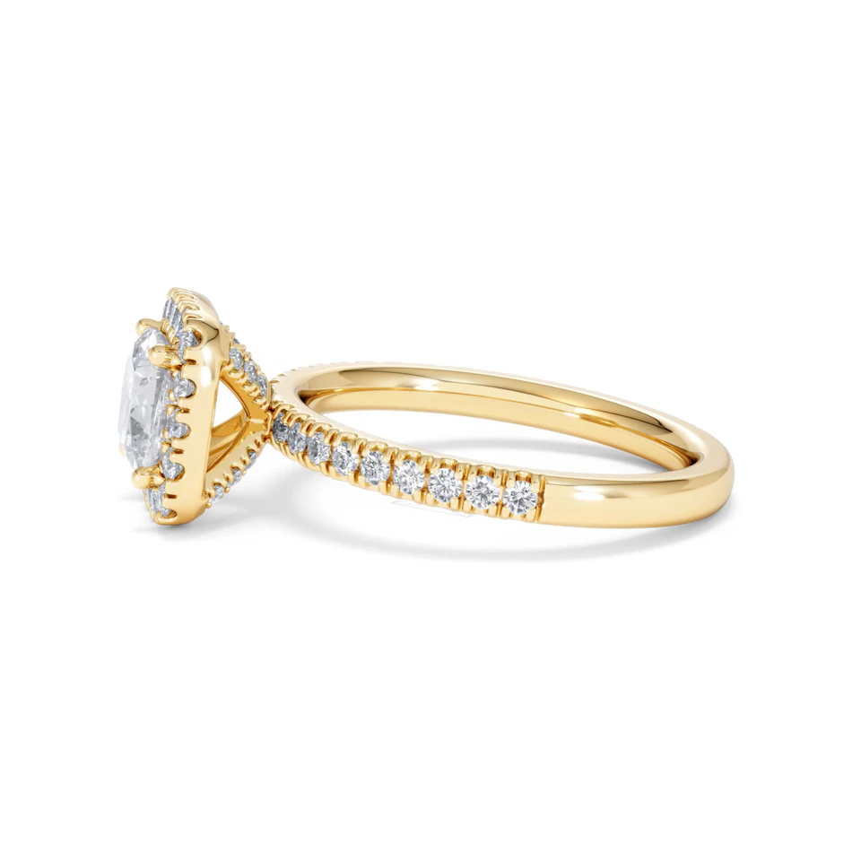 Beatrice GIA Diamond Halo Engagement Ring in 18K Gold 1.65ct G/SI2