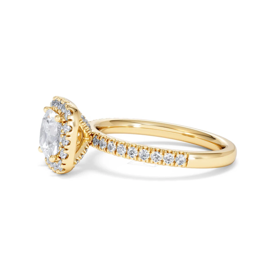 Beatrice GIA Diamond Halo Engagement Ring in 18K Gold 1.65ct G/SI2