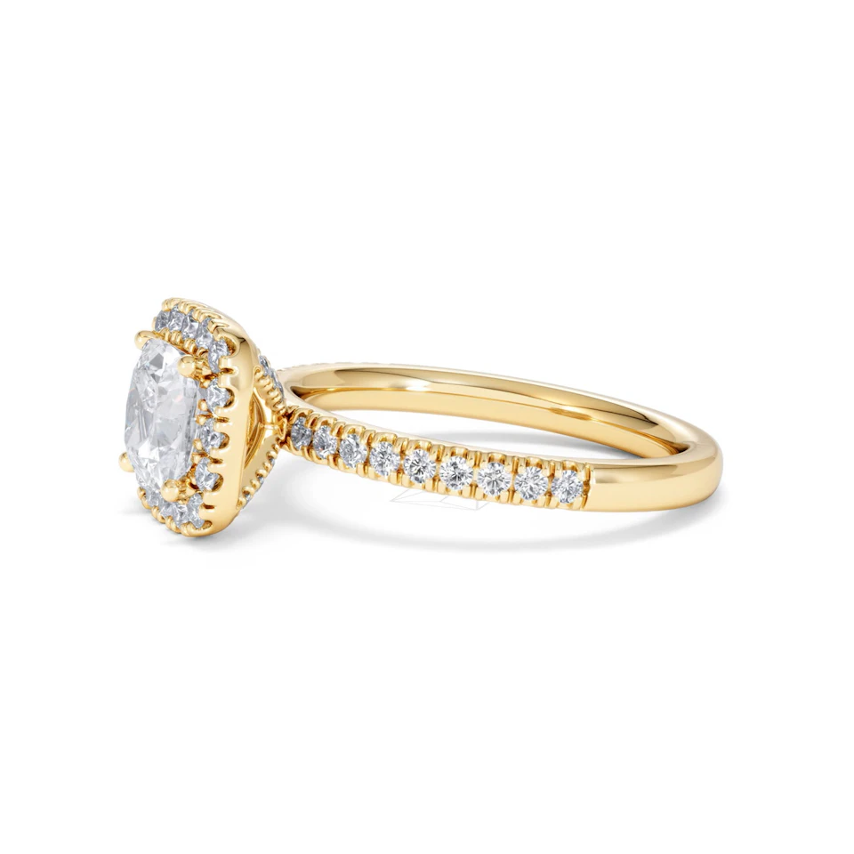 Beatrice GIA Diamond Halo Engagement Ring in 18K Gold 1.65ct G/SI2
