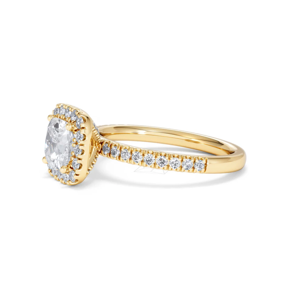 Beatrice GIA Diamond Halo Engagement Ring in 18K Gold 1.65ct G/SI2