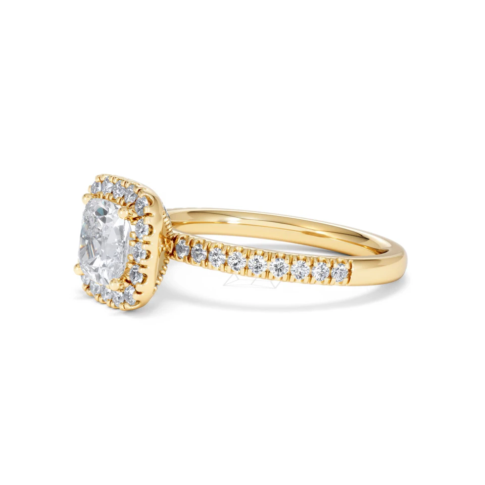 Beatrice Lab Diamond Halo Engagement Ring in 18K Gold 1.65ct F/VS1