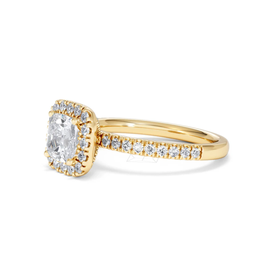 Beatrice GIA Diamond Halo Engagement Ring in 18K Gold 1.65ct G/SI2