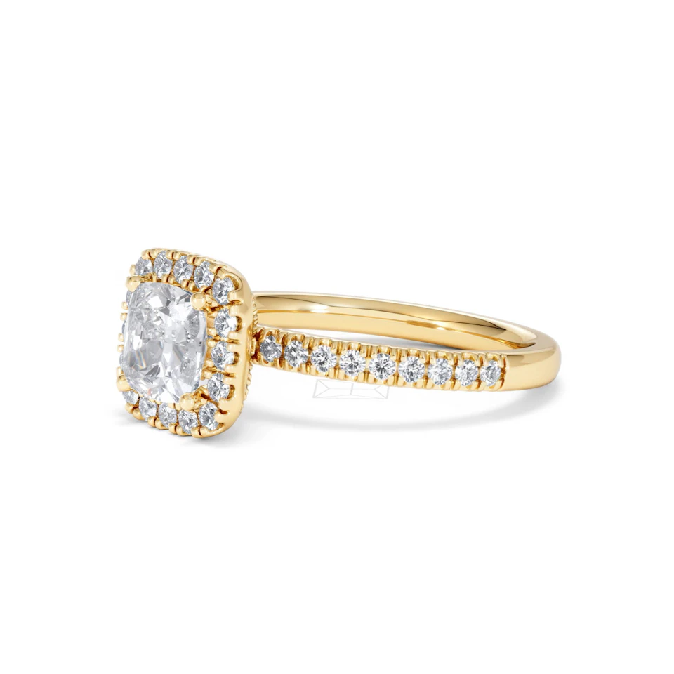 Beatrice Lab Diamond Halo Engagement Ring in 18K Gold 1.65ct F/VS1