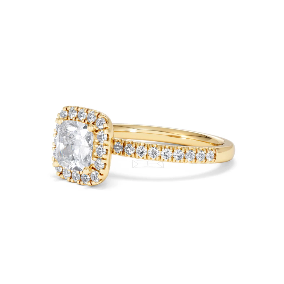 Beatrice GIA Diamond Halo Engagement Ring in 18K Gold 1.65ct G/SI2
