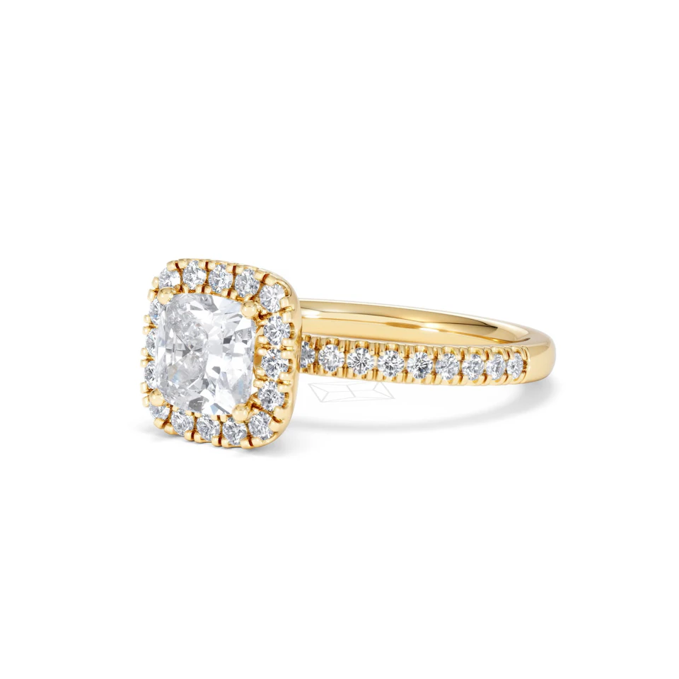 Beatrice GIA Diamond Halo Engagement Ring in 18K Gold 1.65ct G/SI2