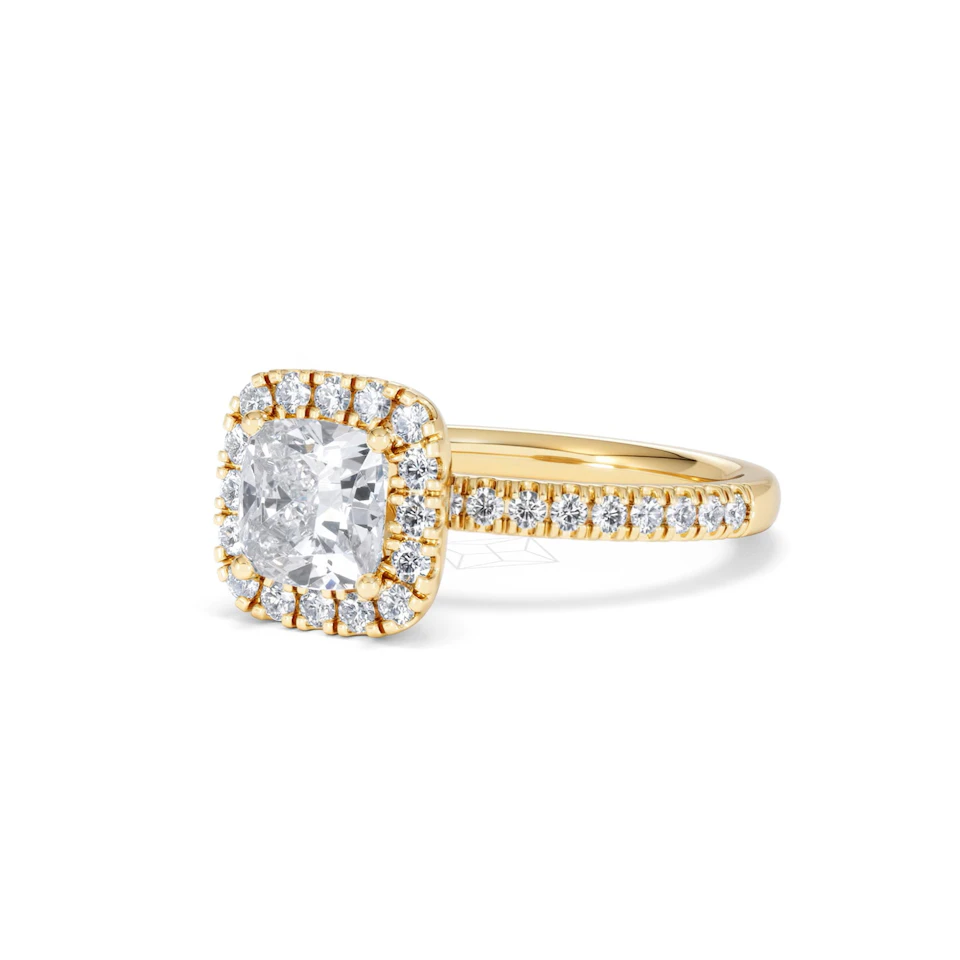 Beatrice GIA Diamond Halo Engagement Ring in 18K Gold 1.65ct G/SI2