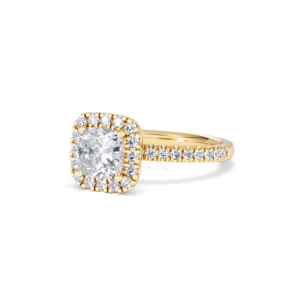 Beatrice GIA Diamond Halo Engagement Ring in 18K Gold 1.65ct G/SI2