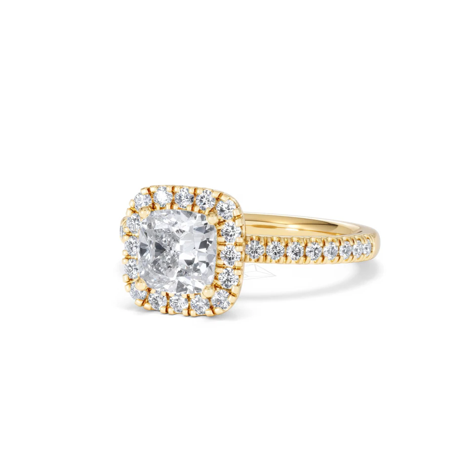 Beatrice GIA Diamond Halo Engagement Ring in 18K Gold 1.65ct G/SI2