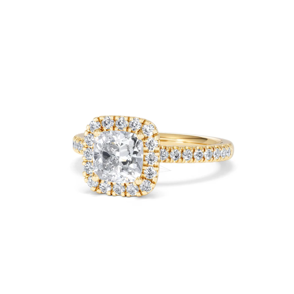 Beatrice GIA Diamond Halo Engagement Ring in 18K Gold 1.65ct G/SI2