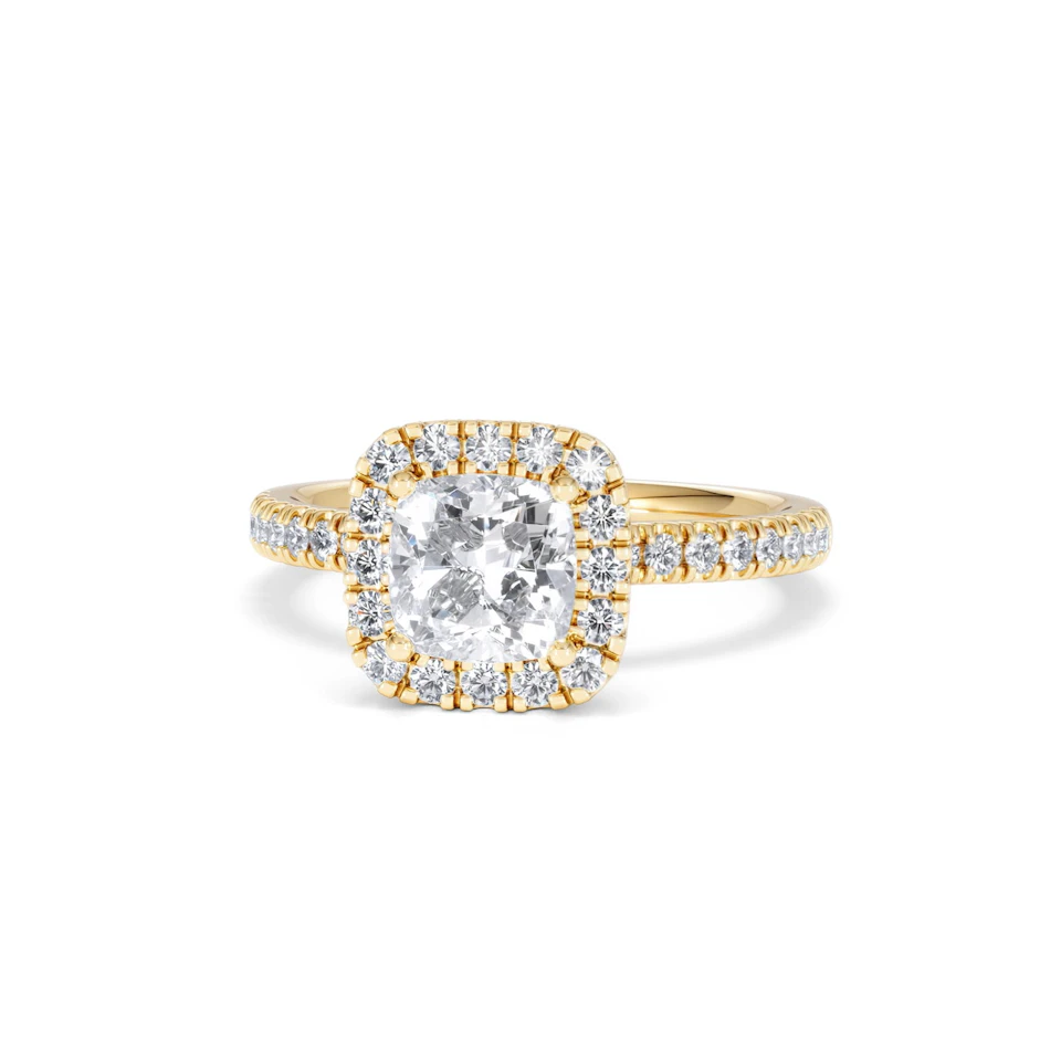 Beatrice GIA Diamond Halo Engagement Ring in 18K Gold 1.65ct G/SI2