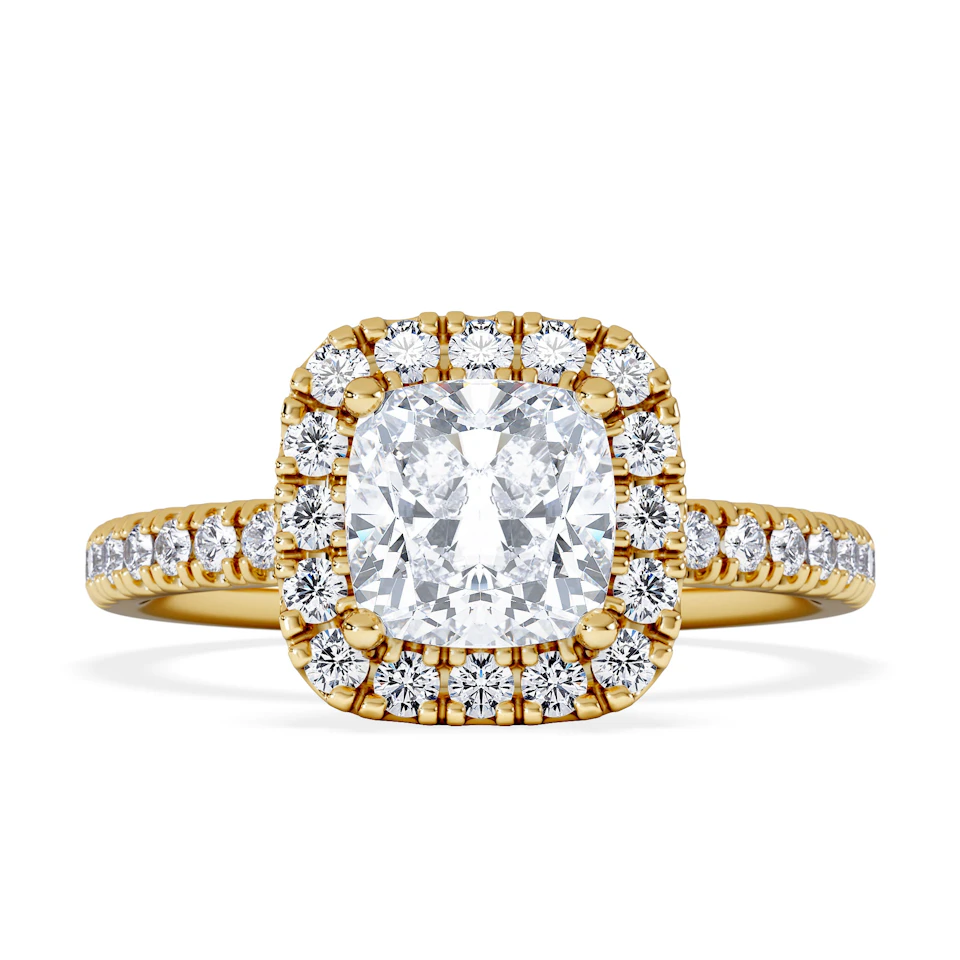 Beatrice GIA Diamond Halo Engagement Ring in 18K Gold 1.65ct G/SI2